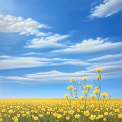Obraz premium Vibrant wild bloom scene lush meadow nature photography bright sunny day expansive view hyperrealistic art