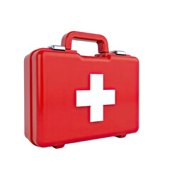 Obraz premium Red First Aid Kit Medical Emergency Box Healthcare Supplies Safety Equipment isolated on transparent background