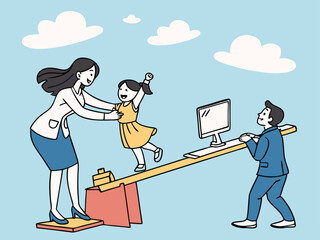 Joyful family moment with floating hearts