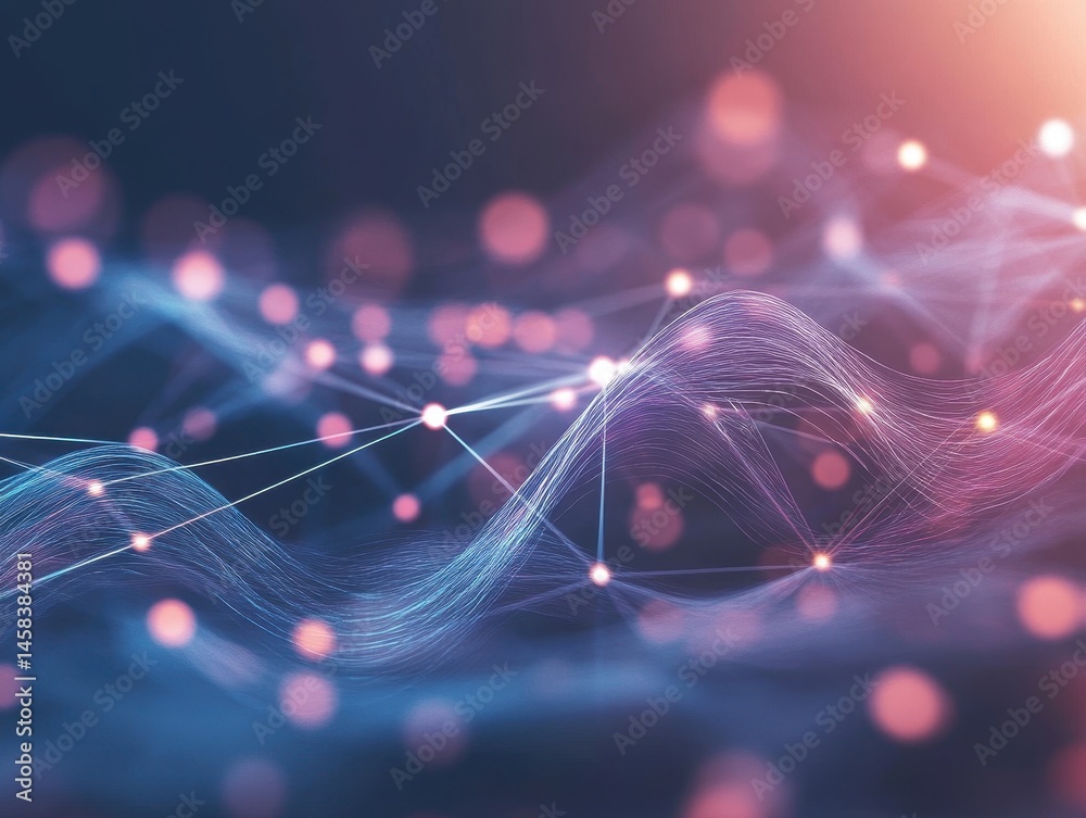 Poster abstract digital data stream: a mesmerizing display of interconnected digital data streams pulsates 