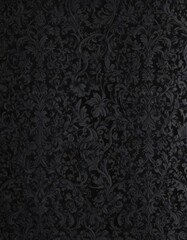 Intricate black gothic damask wallpaper; seamless floral vines , ornate, motif, repeat