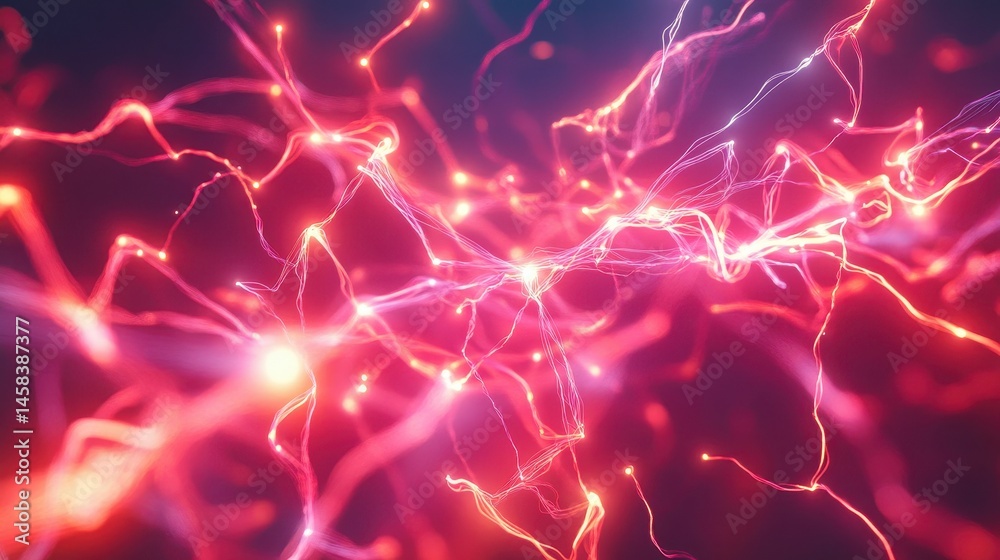 Poster neural network: abstract illustration of a neural network, a glowing and intricate web of interconne