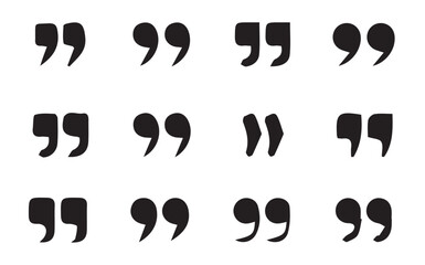 Set of quote mark. Quotes icon vector set. Quotemarks outline, speech marks, inverted commas or talking marks collection. Quotation signs isolated on white background. Vector illustration eps 10.