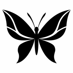 Abstract black vector butterfly on white background.