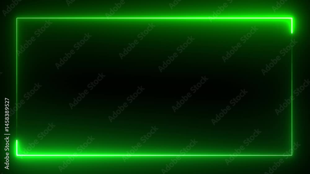 Canvas Prints neon rectangle frame icon animation on black background. rectangular frame made of two moving neon l