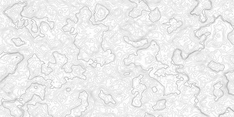 The grey white on black contours vector topography stylized height of the lines. The concept of a conditional geography scheme and the terrain path. Ultra wide. Map vector terrain Illustration.