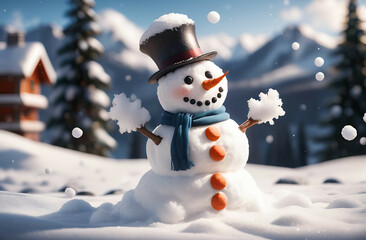 Obraz premium snowman in the snow