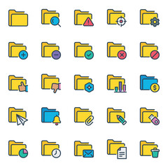 Filled outline icons set for Archive folder