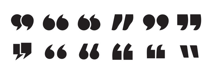 Set of quote mark. Quotes icon vector set. Quotemarks outline, speech marks, inverted commas or talking marks collection. Quotation signs isolated on white background. Vector illustration eps 10.