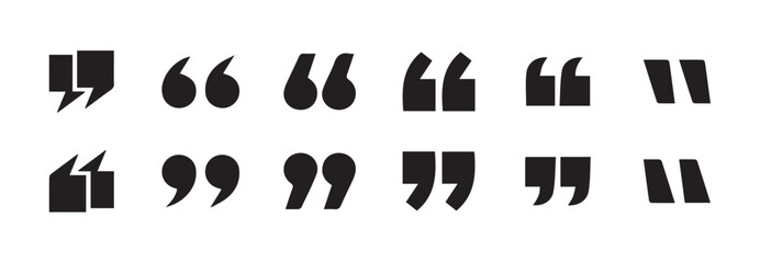 Set of quote mark icons isolated on white background.Quotation marks.Black quotes icon collection. quotation marks black isolated vector icon set. vector illustration eps 10.