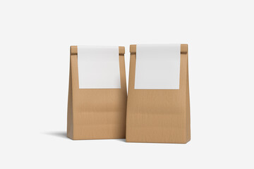 realistic paper bag mockup isolated on white background.