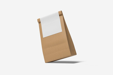 realistic paper bag mockup isolated on white background.