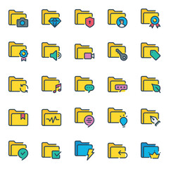 Filled outline icons set for Archive folder