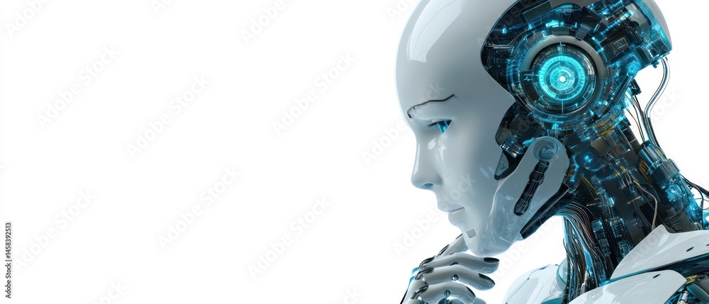 Poster humanoid robot artificial intelligence technology concept 3 d rendering