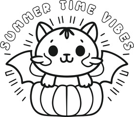 A delightful halloween themed Cut cat with Summer Vibes