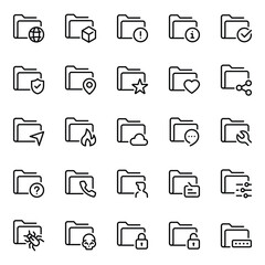 Outline icons set for Archive folder