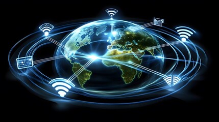 Global network connectivity, visualized as digital connections.