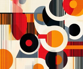 Geometric Harmony: A captivating abstract composition, a symphony of colors, shapes, and lines creating a dynamic visual experience, offering endless possibilities for interpretation.
