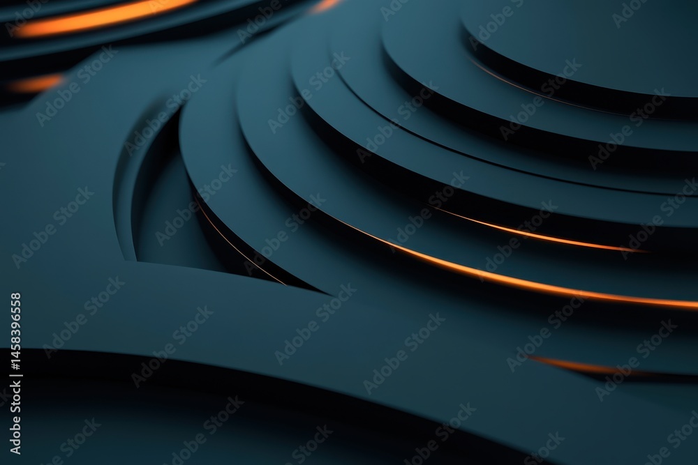Poster abstract tech design: a captivating close-up of an abstract design featuring layered circular shapes