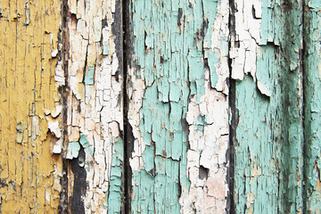 Obraz premium Old weathered wood texture background with peeling paint rustic surface for vintage design