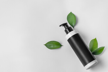 Dispenser bottle mockup. Liquid soap, washing gel. Empty label. Space for inscription and logo.