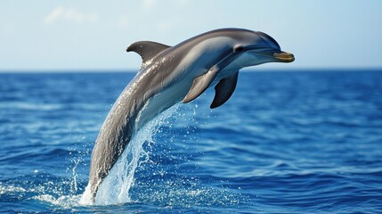 Fototapeta premium Dolphin leaping ocean water wildlife nature photography