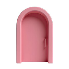 Pink Arch Door 3D Render isolated on transparent background