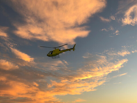 AS350B2 Ecureuil Helicopter At Sunset