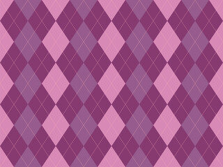 Elegant argyle pattern in soft pink and purple hues.  Perfect for backgrounds, textile design, or fashion projects.  A sophisticated and versatile geometric design conveying style and timeless appeal.