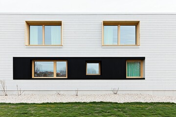 Modern facade with alternating light and dark panels