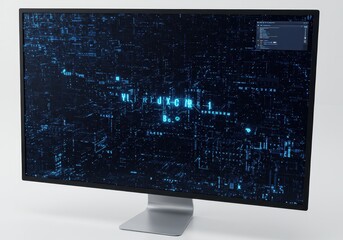 Digital Abstract Background Modern Technology Data Stream Blue Neon Glowing Screen Display