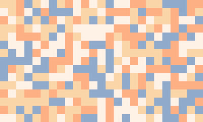 Abstract pixel art background. Pastel orange, blue, and beige squares create a modern, minimalist design.