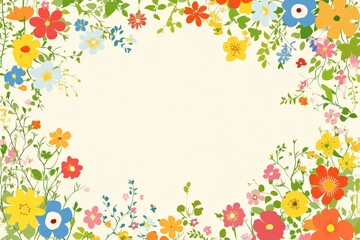 Vibrant floral border with colorful flowers.