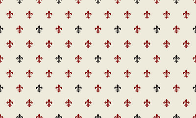 Elegant fleurdelis pattern in burgundy and black on a cream background.  Perfect for textile design, wallpaper, or website backgrounds.