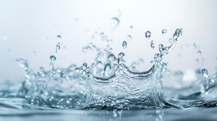 Water splash captured midair in dramatic lighting on grey surface motion freeze clean refreshing energy scene