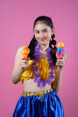 asian woman with Songkran festival