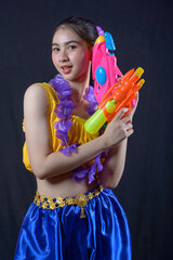 asian woman with Songkran festival