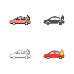 Naklejka premium Unique Car on Fire Vector Icon