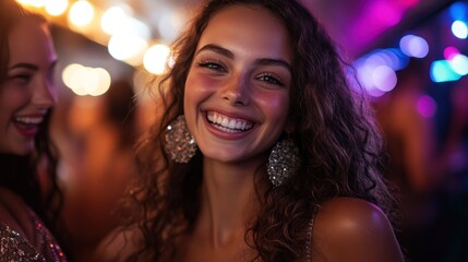 Happy young woman at a party