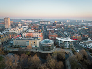 Aerial view of Sunderland from museum and winter gardens