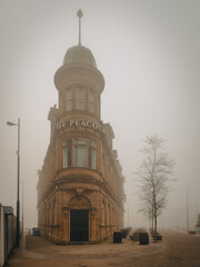 Fototapeta premium The Peacock pub in Sunderland in the fog.