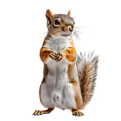 Obraz premium A cute squirrel standing on its hind legs isolated transparent background