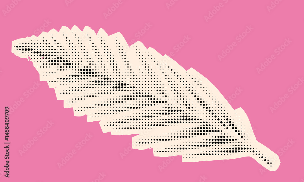 Poster Vibrant halftone leaf design showcasing bold colors and playful patterns for modern art enthusiasts and creative projects