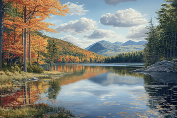 Fototapeta premium breathtaking view of most famous lakes in usa and canada showcasing their natural beauty and vibrant colors.