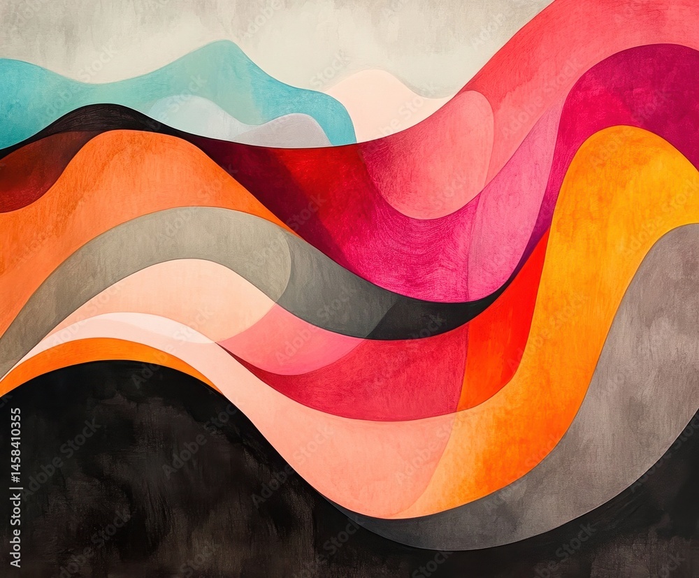 Poster abstract color waves: a vibrant abstract composition unfolds, showcasing undulating waves of color t