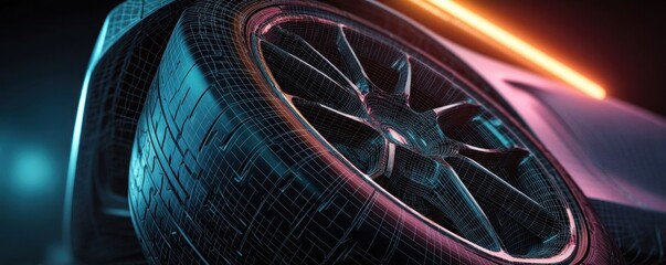 Innovative Futuristic Sports Car Tire Technology Concept