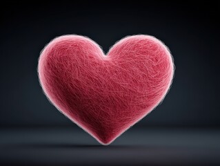 Soft textured heart shape illuminated against dark background representing love and tenderness in an abstract artistic style emphasizing emotion and connection captured with clarity