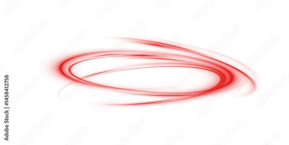 Canvas Prints curved red speed light trail with spiral sparks and glowing wave – abstract magic swirl effect, twis