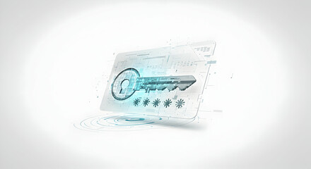 Fototapeta premium Entering Password with Key Digital Access and Security