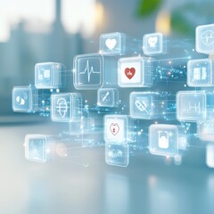 Innovative health technology solutions medical field digital interface modern environment close-up view hyperrealistic design